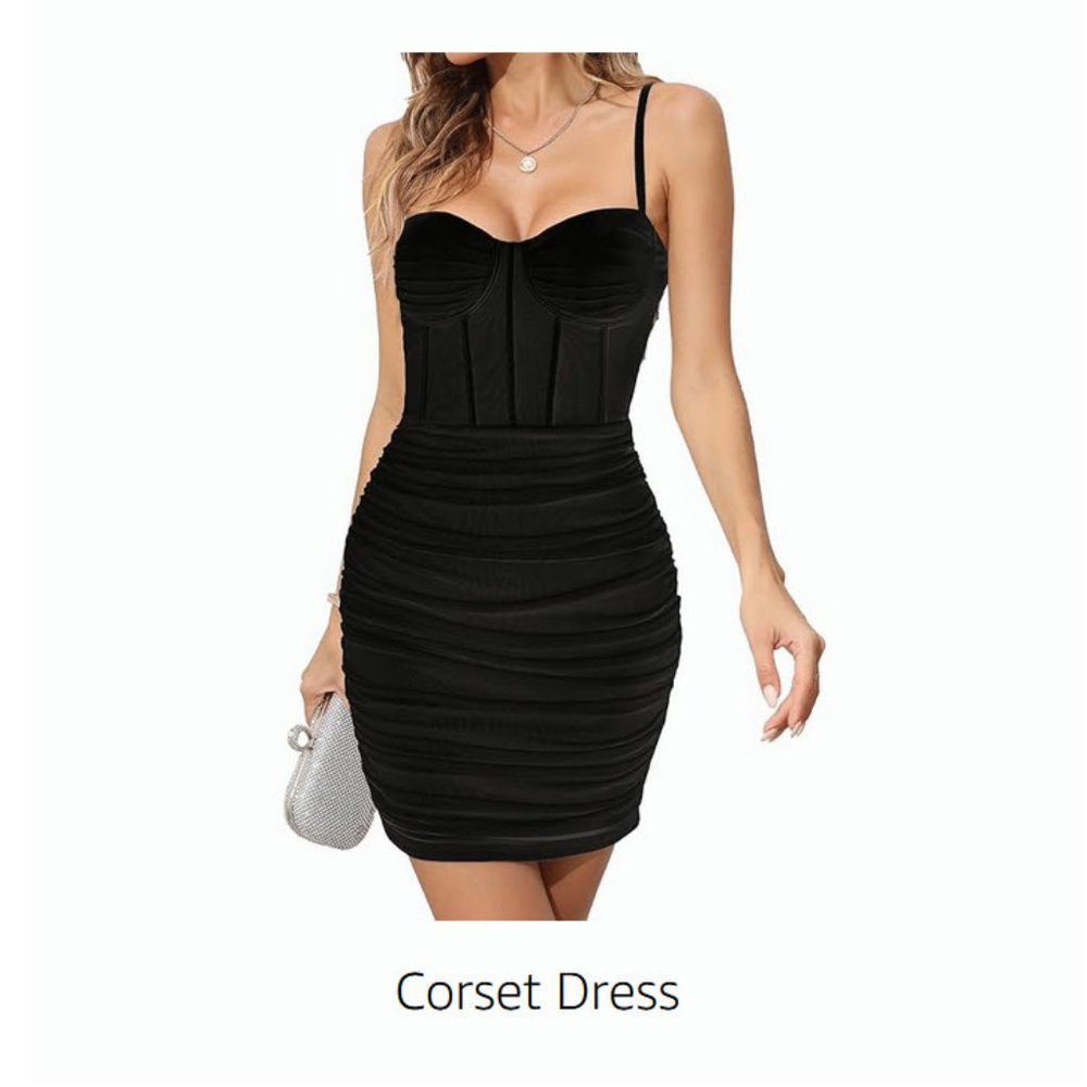 Linlan Corset Ruched Bodycon Mini Dress Sz S